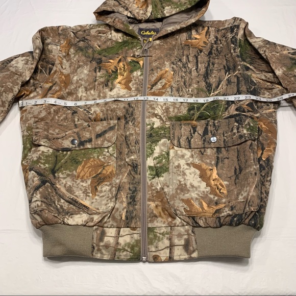 Cabelas Silent Weave Insulated Bowhunter Hooded Jacket Mens L Woodland Zonz Camo - Picture 9 of 12